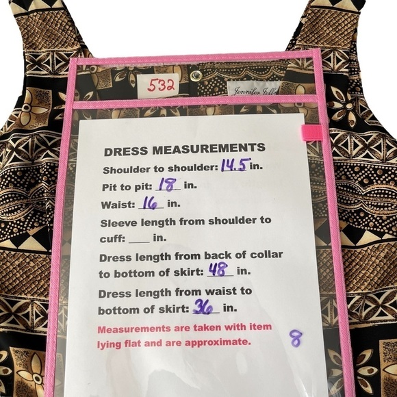 NWT Vintage 80’s or 90’s Jennifer Jeffries Black & Tan Printed Maxi Dress - Picture 8 of 9